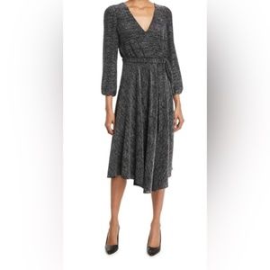 Alice and Olivia Black Metallic Wrap Dress